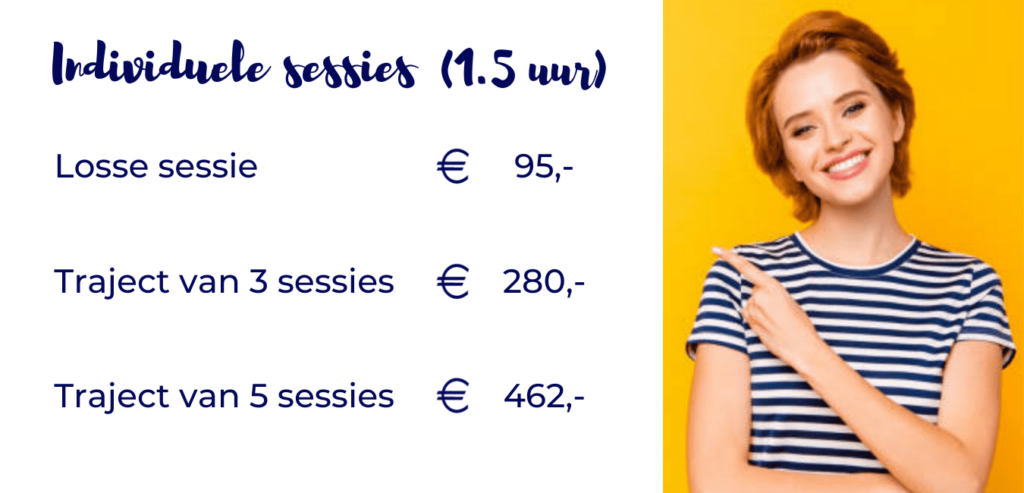 Tarieven van De Danscoach voor losse sessies of voor een pakket van 3 of 5 sessies